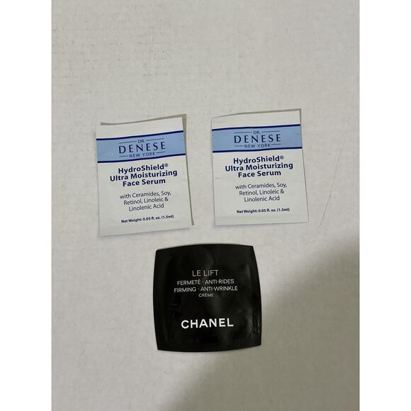 Lot 3 Samples -1 CHANEL LE LIFT Anti Wrinkle 1ml, 2 Dr Denese Face Serum 1.5ml - Picture 1 of 4